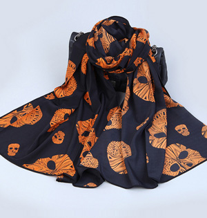 Silk cashmere skull scarf wholesale