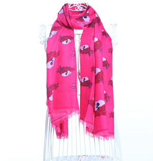 Skull cotton fringed scarf wholesale