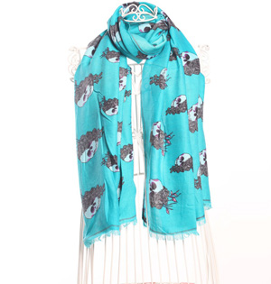 Skull cotton fringed scarf wholesale