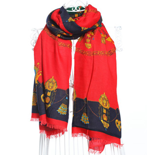 Fringed cotton scarf for women