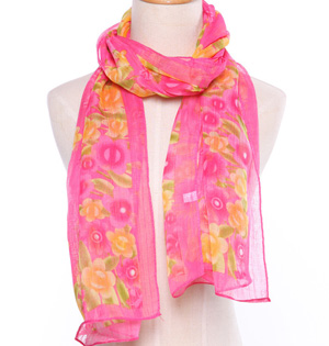 Wholesale floral silk chiffon scarf