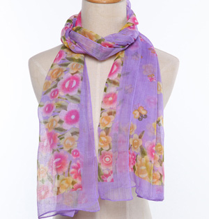 Wholesale floral silk chiffon scarf