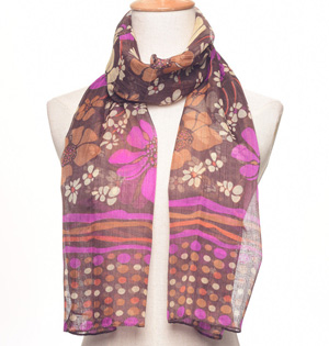 Floral print polyester scarf wholesale