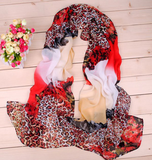 Leopard chiffon georgette pashmina scarf