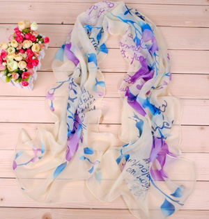 Long silk chiffon scarves