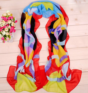 Plain silk chiffon scarf
