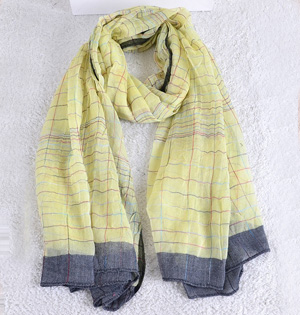 Women plaid cotton scarf