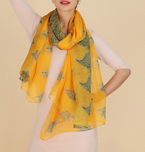 Yellow silk scarf wholesale