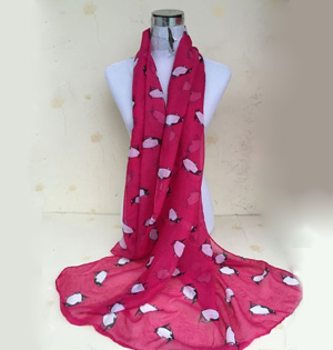Penguin printed silk scarves