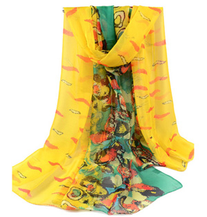 Beach patterned silk scarf wholesale