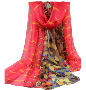 Beach patterned silk scarf wholesale