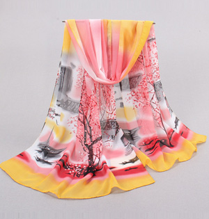 Wholesale red chiffon scarf