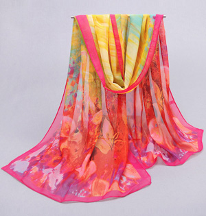 Chiffon silk printed women scarves