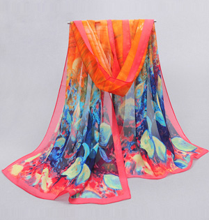 Chiffon silk printed women scarves