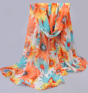 Sunflower chiffon scarf wholesale
