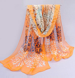 Leopard chiffon polyester print scarf