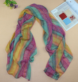 Striped chiffon silk scarf wholesale