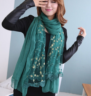 Wholesale fringed embroidered scarf