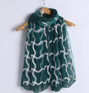 Cotton embroidered lace fabric scarf