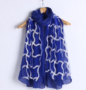 Cotton embroidered lace fabric scarf