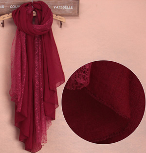Fashion viscose cotton lace scarf