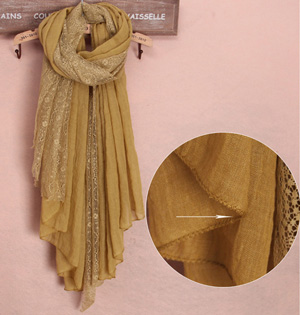 Fashion viscose cotton lace scarf