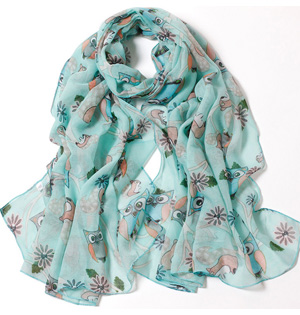 Owl animal print scarf wholesale