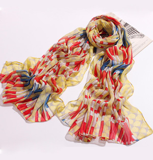 Viscose striped colorful scarf