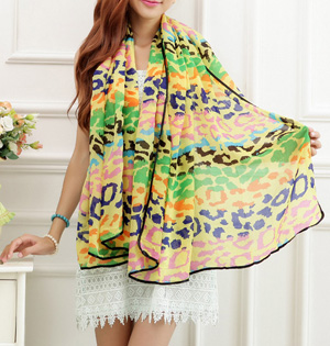 Leopard color chiffon scarf wholesale