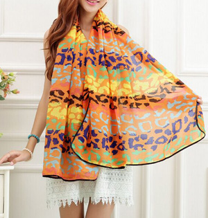 Leopard color chiffon scarf wholesale