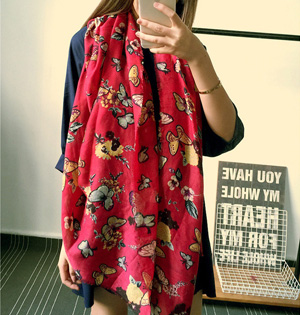 Butterfly pattern fringed scarf wholesale