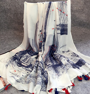Wholesale viscose fringed scarf