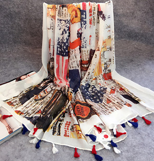 Wholesale plaid fringed viscose scarf