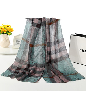 Wholesale check viscose scarf