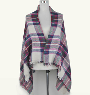 Wholesale plaid women fringe scarf