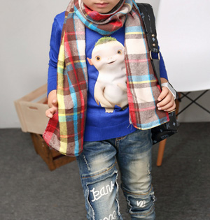 Wholesale kids cotton plaid scarf