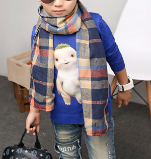 Wholesale kids cotton plaid scarf