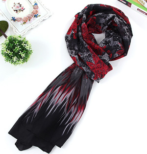 Floral chiffon silk long scarf wholesale
