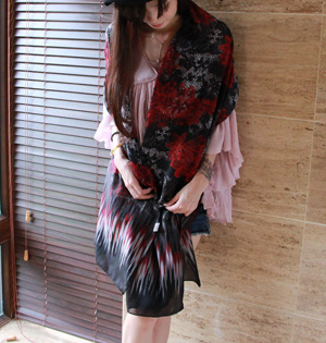 Floral chiffon silk long scarf wholesale
