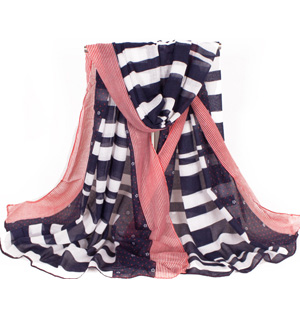 Wholesale women striped viscose scarf
